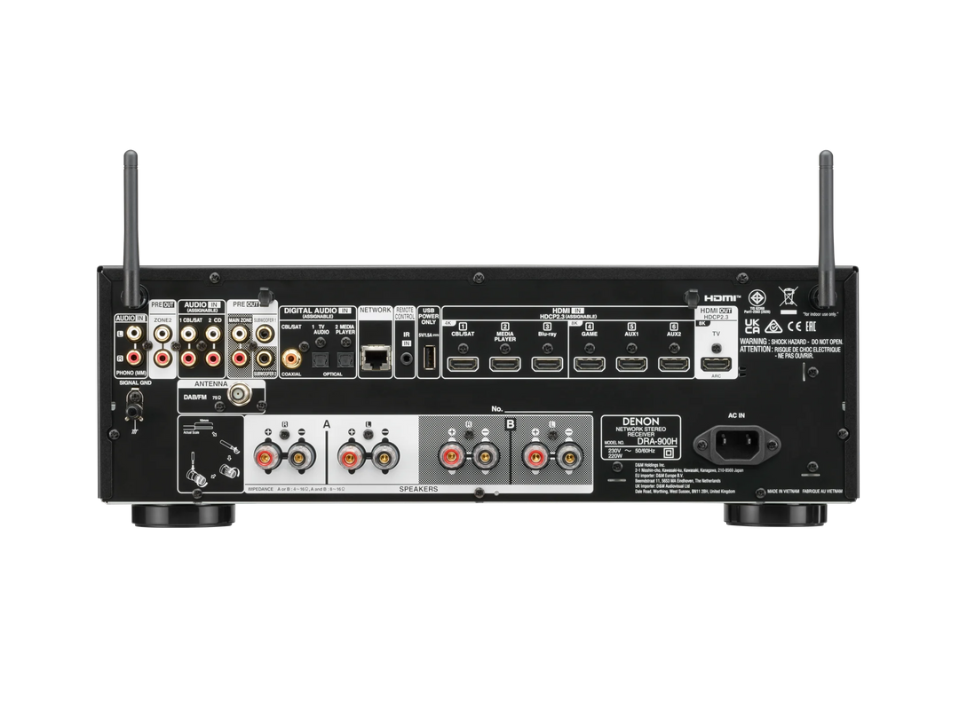 Denon DRA-900H 2.2 Channel 8K Network AV Receiver with HEOS, Wi-Fi & Bluetooth | 100W Per Channel
